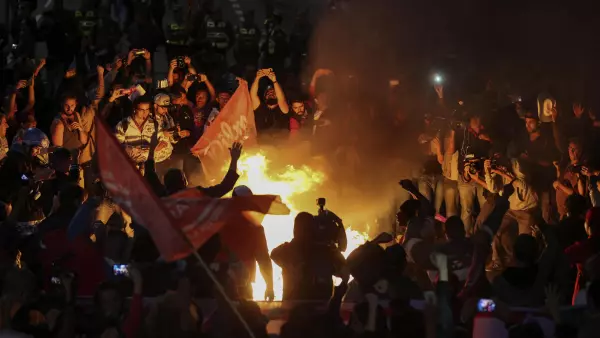 Militantes del Movimiento de los Trabajadores Sin Techo (MTST) protestaron en apoyo de Rousseff.