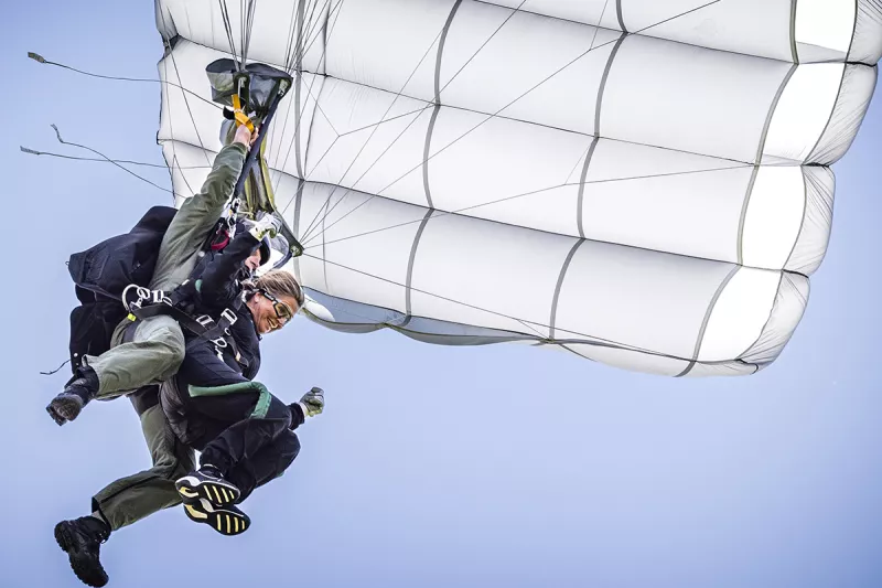 Queen Maxima parachute jumping at the Defense Para School in Breda, The Netherlands - 01 Jun 2022