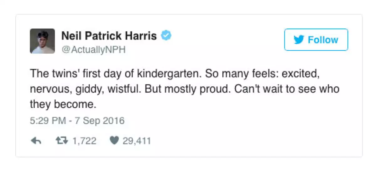 Horas antes había expresado sus sentimientos con el hecho de que sus hijos irían a la escuela.