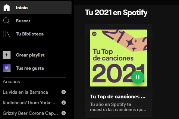 Spotify Wrapped 2021 - escritorio
