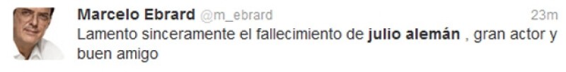 Marcelo Ebrard se sumó a las condolencias por la muerte de Alemán.