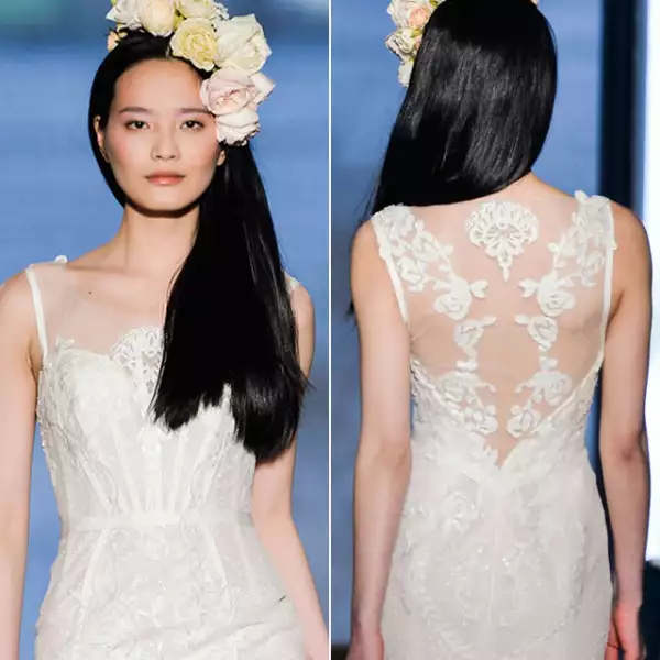 Inés Di Santo Couture: Si tu boda es más relajada y quieres llevar una corona de flores, lleva el pelo lacio y hacia un lado. Tu vestido y la corona lucirán de manera excepcional.