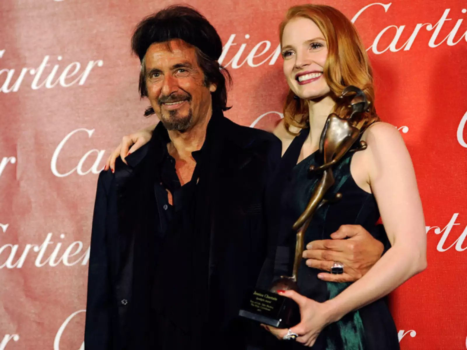 Sobresalió la relajada presencia de Al Pacino quien otorogó un reconocimiento a Jessica Chastain.