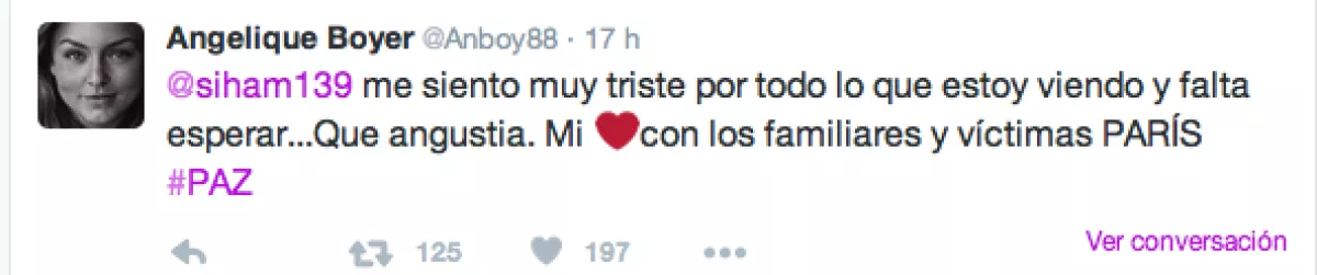 La actriz se ha unido a la gente que pasa un mal momento en París.