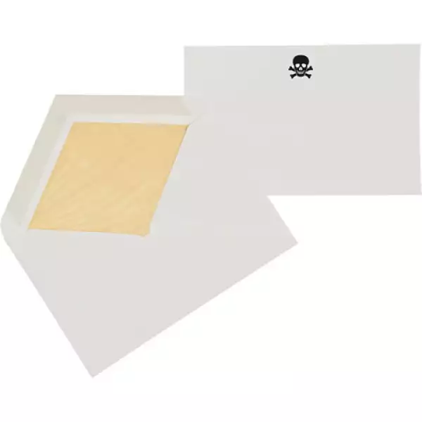 Tarjetas con el símbolo de la calavera de Smythson.