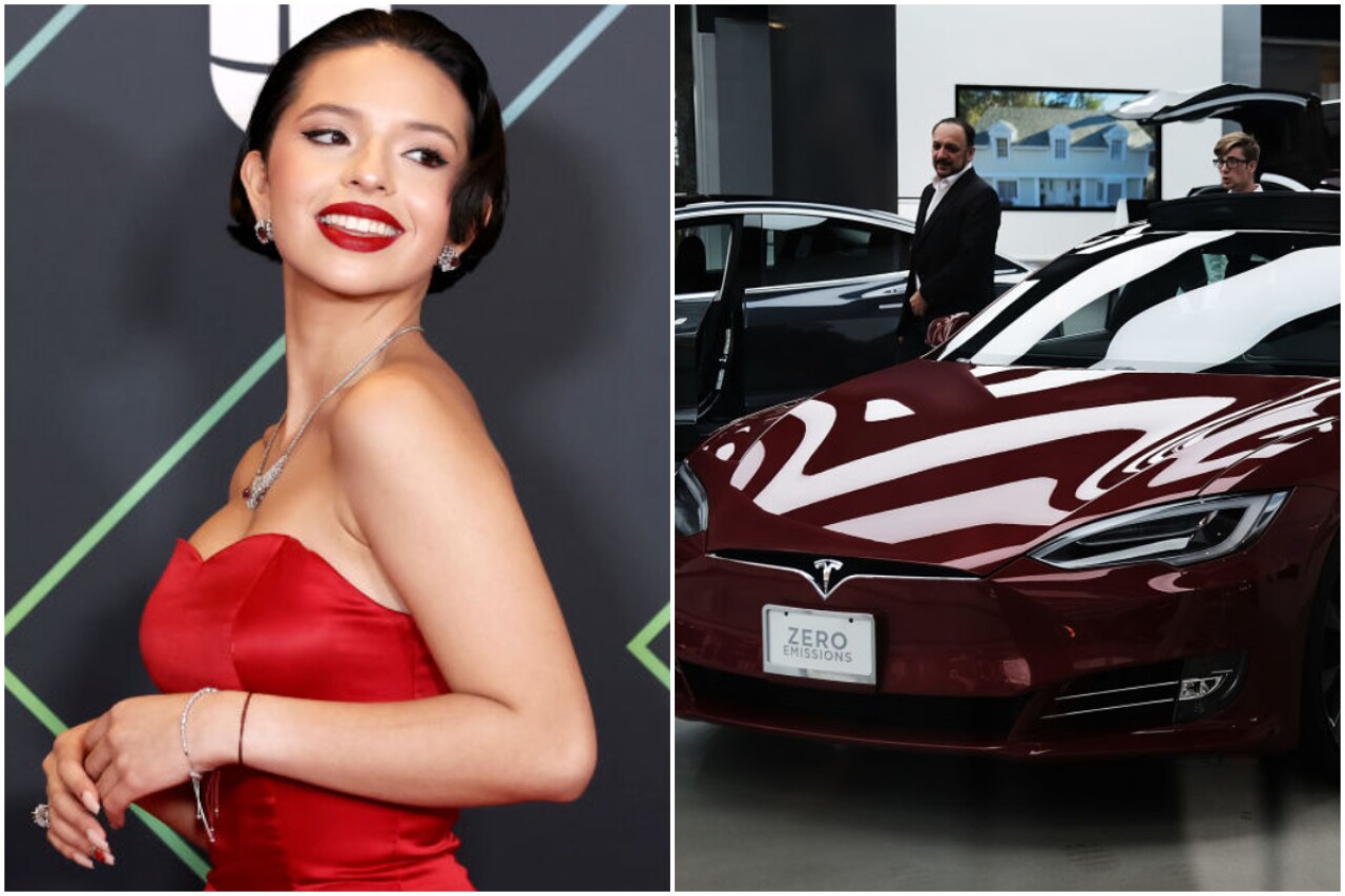 Ángela Aguilar atasca su Tesla y el video ya es viral