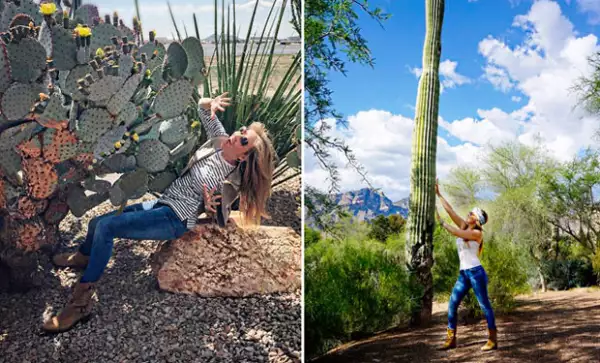 La cantante disfrutó bastante tanto de los cactus, como de los nopales.