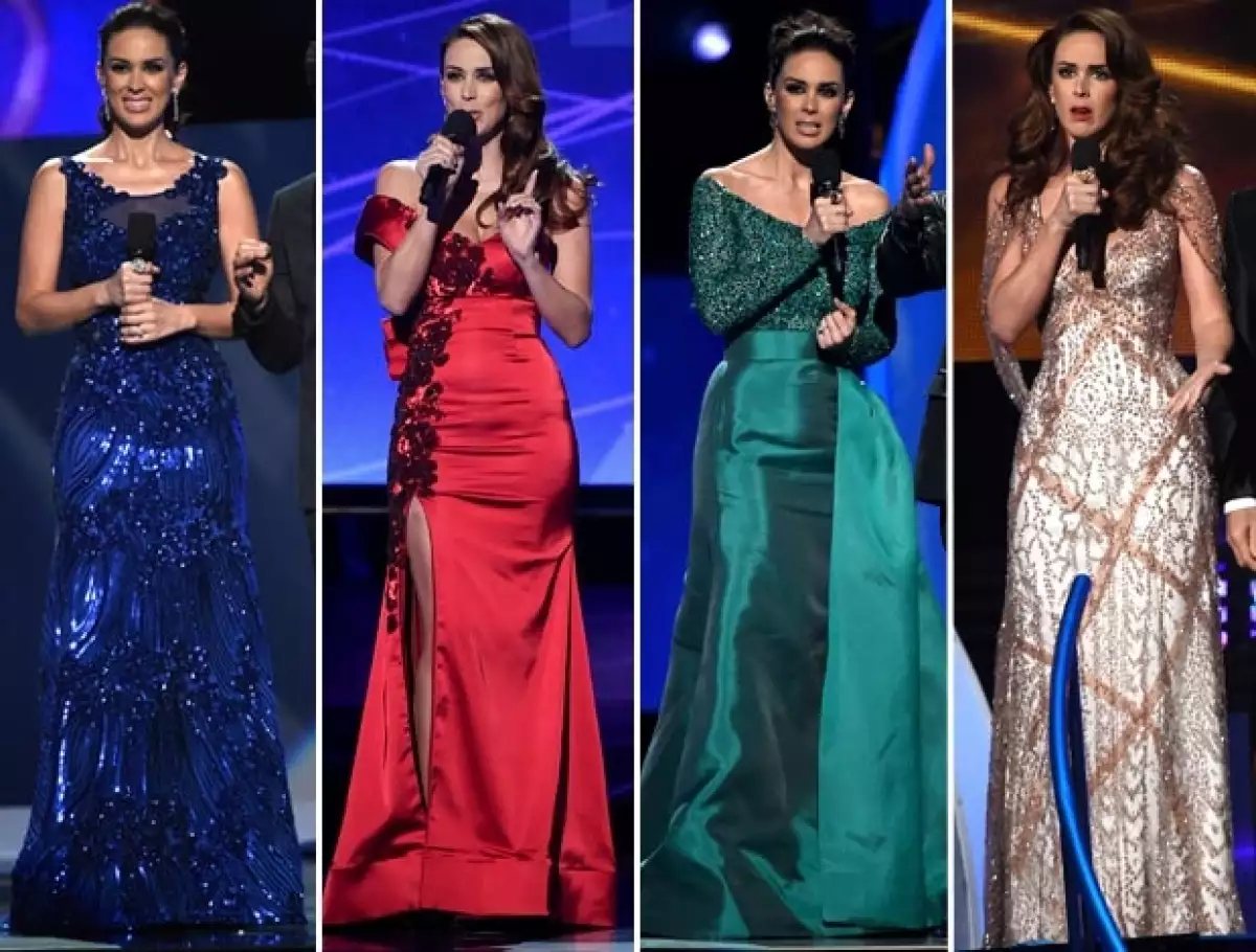 Jacky lució cuatro vestidos durante la entrega, todos ellos en elegantes estilos.