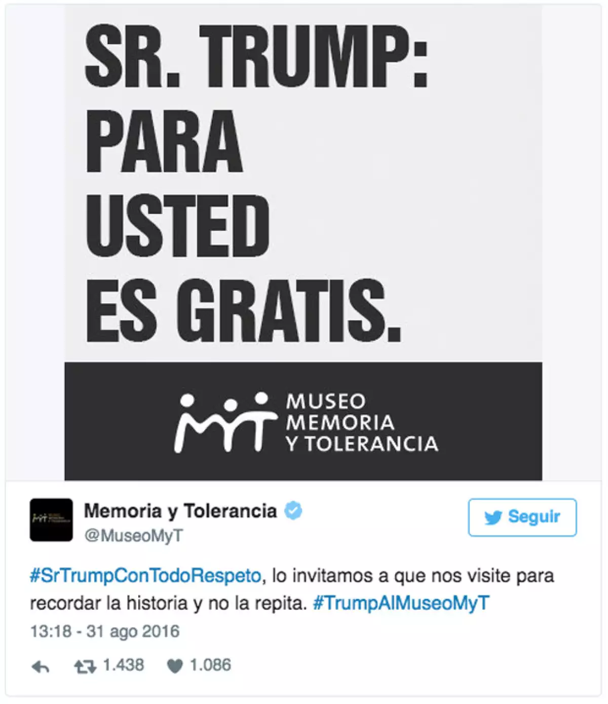 Así respondió el Museo de Memoria y Tolerancia a la visita de Trump a México.