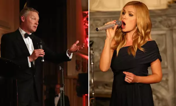 Katherine Jenkins y Rory Bremner fueron los encargados de amenizar la noche, además de que también tuvieron oportunidad de platicar con el príncipe William