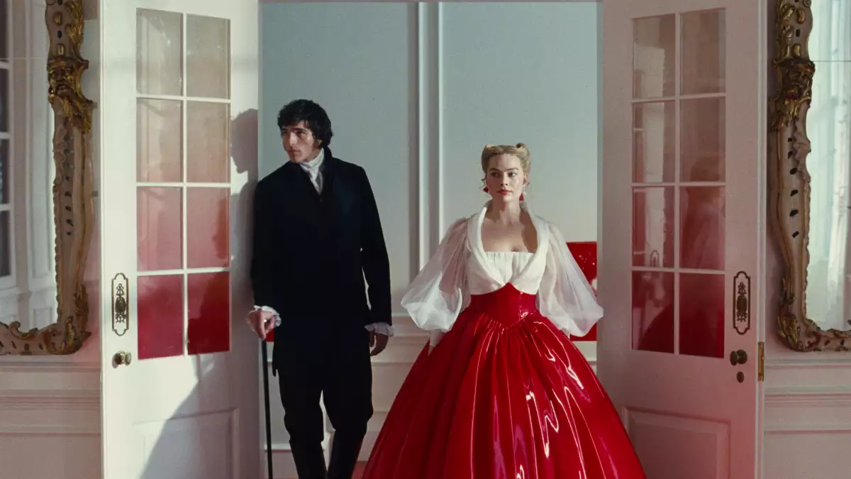 Margot Robbie y Jacob Elordi en "Cumbres Borrascosas"