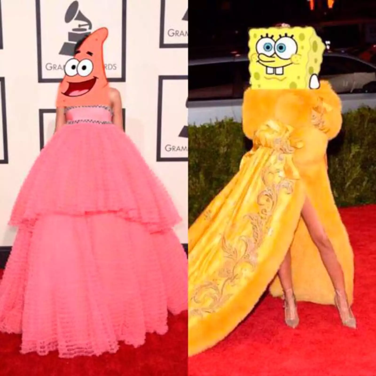 Incluso recordaron el vestido que lució en los Grammy 2015 y compararon ambos con los personajes de caricatura Bob Esponja.
