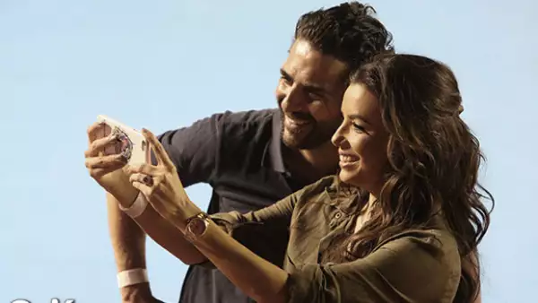 Pepe Baston y Eva Longoria en el Abierto Mexicano de Tenis en Acapulco.
