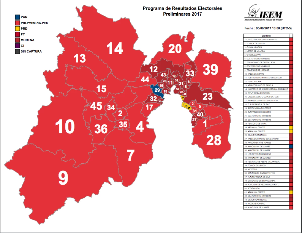 El mapa electoral de Edomex