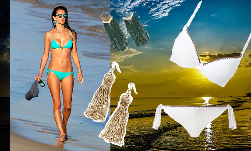 Los trajes de Calzedonia son ideales para combinar con aretes de H&M.