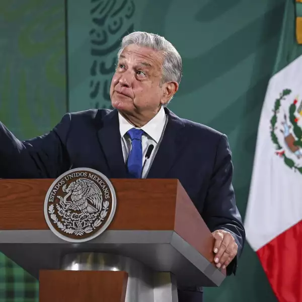 Andrés Manuel López Obrador, presidente de México, encabeza la conferencia mañanera de este lunes en el Palacio Nacional.