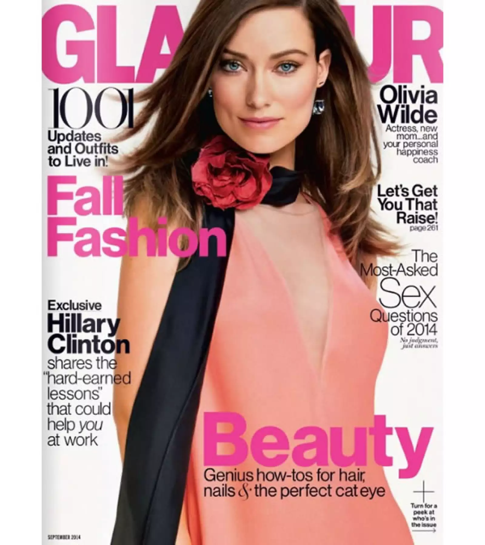 La portada de Glamour protagonizada por Olivia Wilde es romántica y femenina.