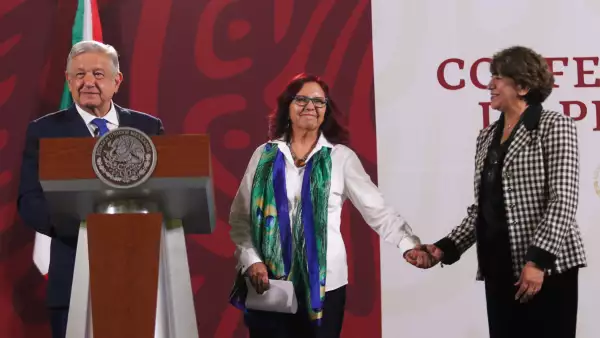 (El Presidente Andrés Manuel López Obrador anunció que Leticia Ramírez será la nueva Secretaria de Educación Pública en sustitución de Delfina Gómez)