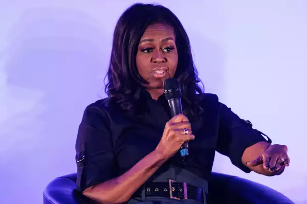 Michelle Obama Visits Pupils At The Elizabeth Garrett Anderson School In North London
