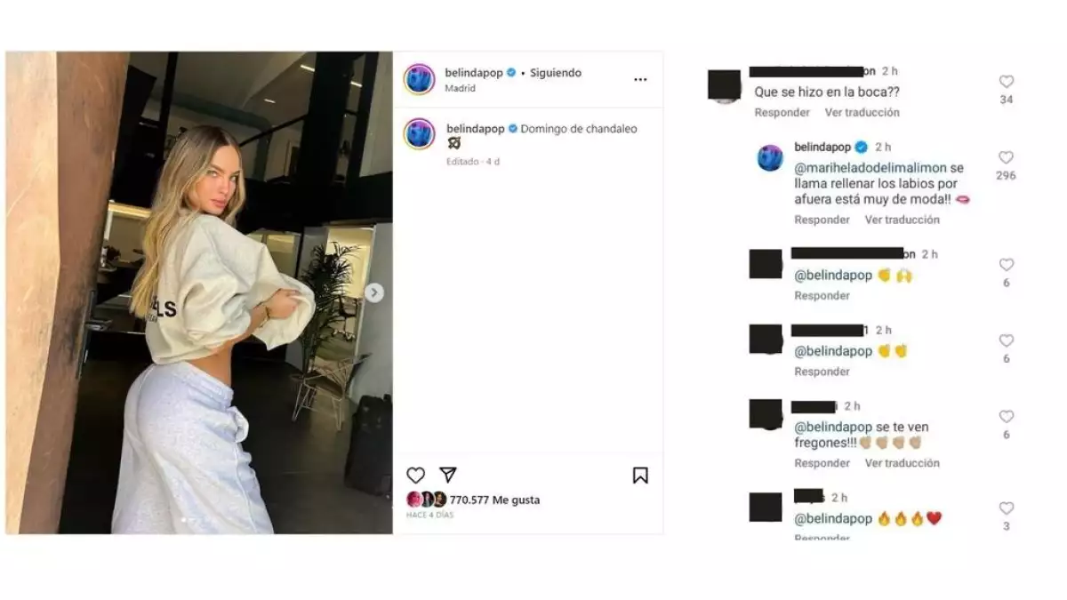 Foto sobre el instagram de Belinda