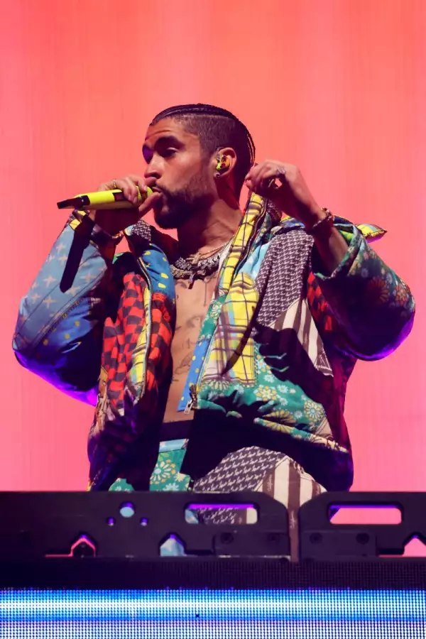 El cantante Bad Bunny durante su presentación en Coachella 2023