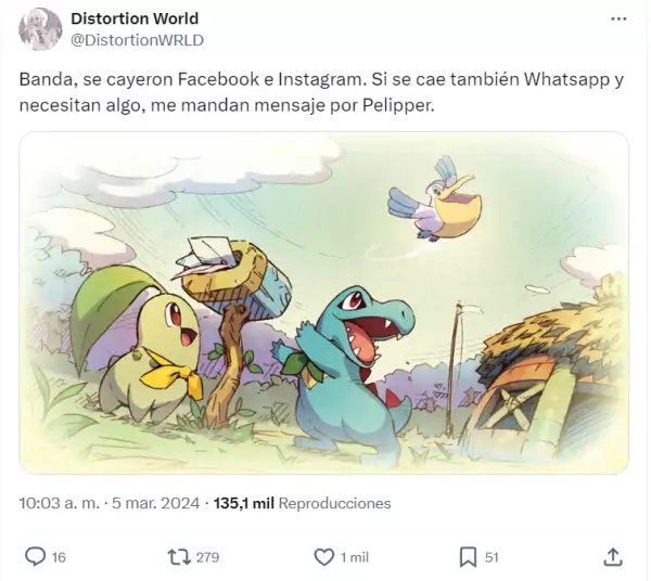 Memes caída de Facebook e Instagram
