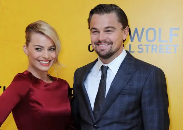 Margot Robbie y Leonardo DiCaprio en la premiere de `The Wolf of Wallstreet´.
