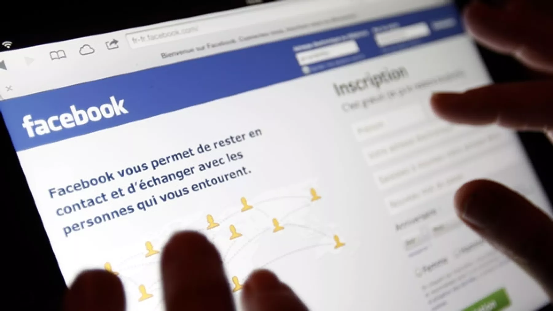 pantalla de facebook