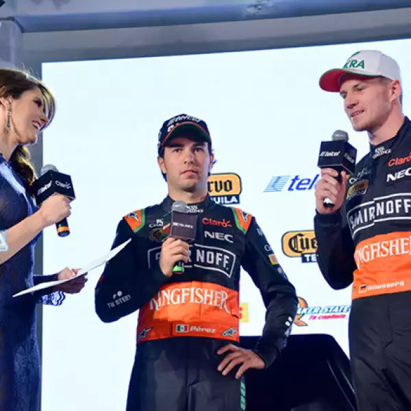 María José Rojas,Checo Pérez y Nico Hulkenberg.