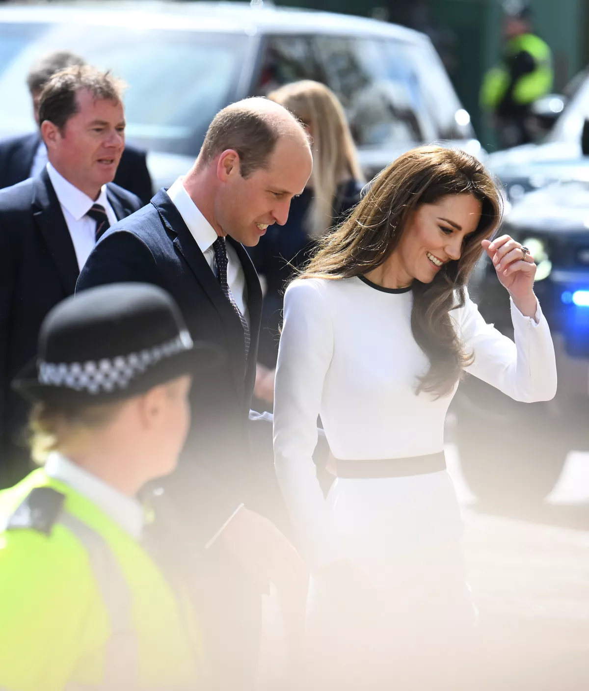 Kate y William llegando al almuerzo en el Palacio de Buckingham 