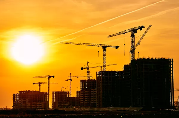 Construction site crane at dusk crane