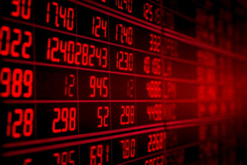 red electronic board of stock market
