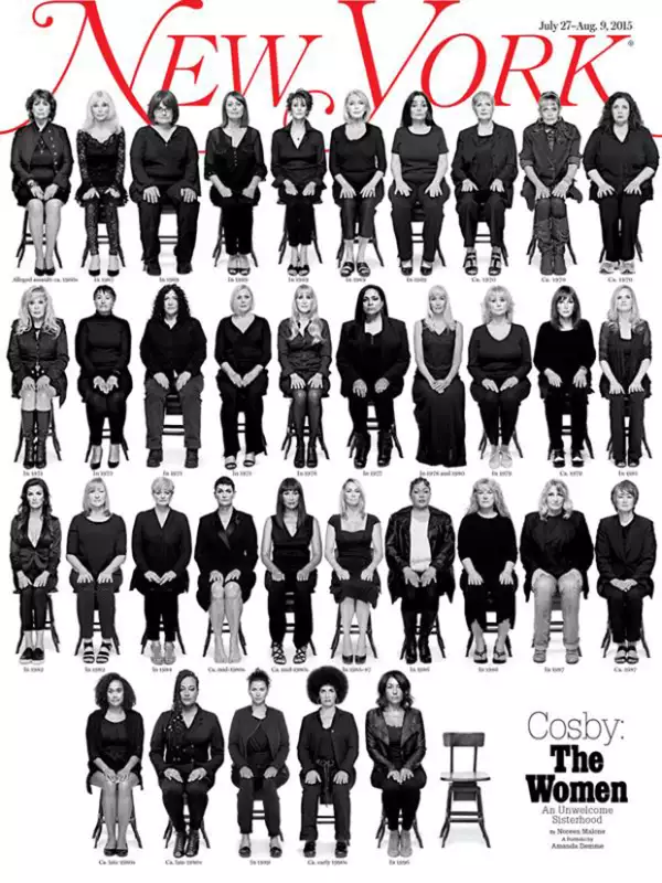 En la portada aparecen 35 de las víctimas de abuso sexual del famoso comendiante.