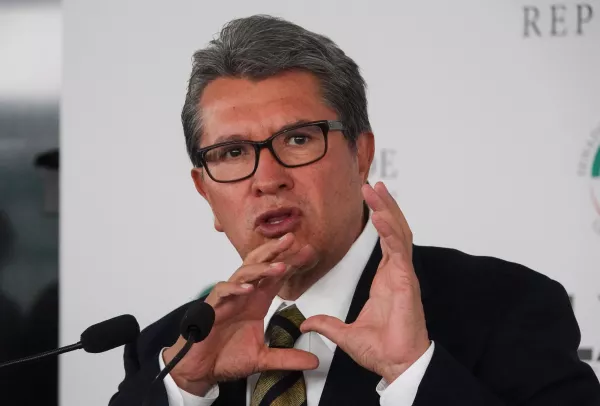 Ricardo Monreal durante la conferencia de prensa tras la comparecencia de la secretaria Rosa Icela Rodríguez y el secretario Adán Augusto López en el Senado de la República en materia de seguridad nacional.