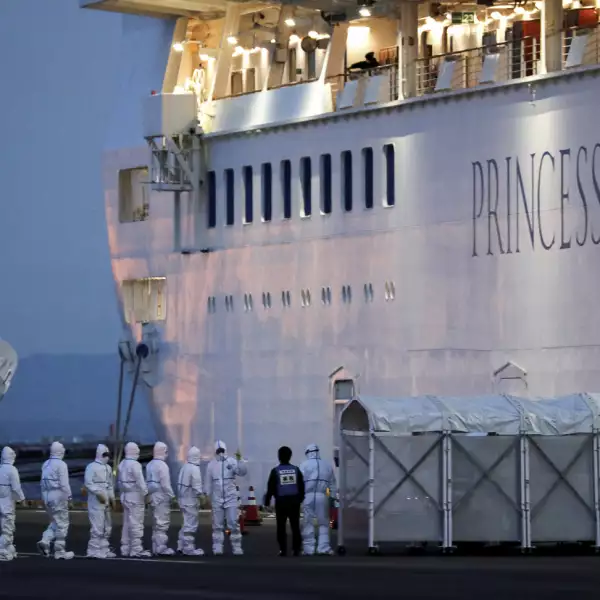 Cruise ship Diamond Princess arrives at Daikoku Pier Cruise Terminal in Yokohama