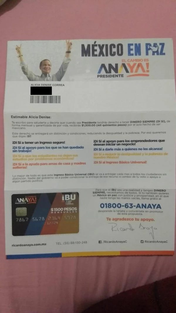 La carta personalizada.