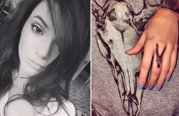 Kendall también se ha tatuado de manera temporal la osamenta de un antílope.