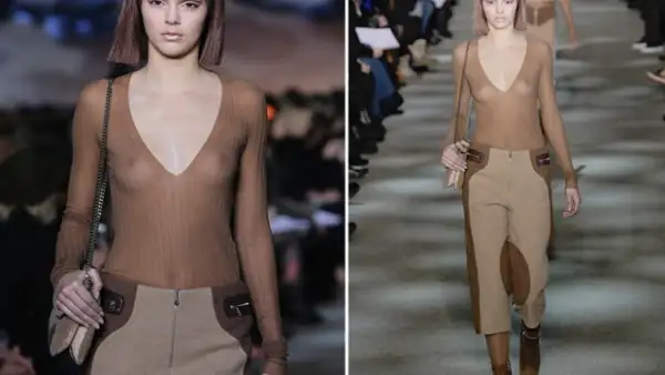 La joven de 18 años caminó por la pasarela de Marc Jacobs donde utilizó una blusa transparente que dejaba al descubierto su pecho.