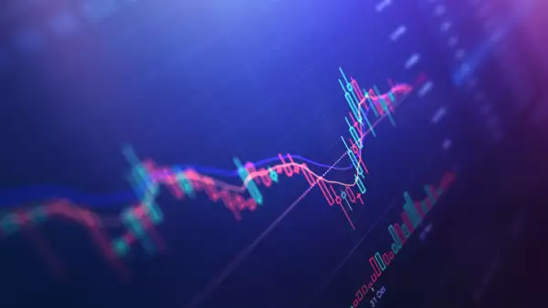 Financial charts at digital display