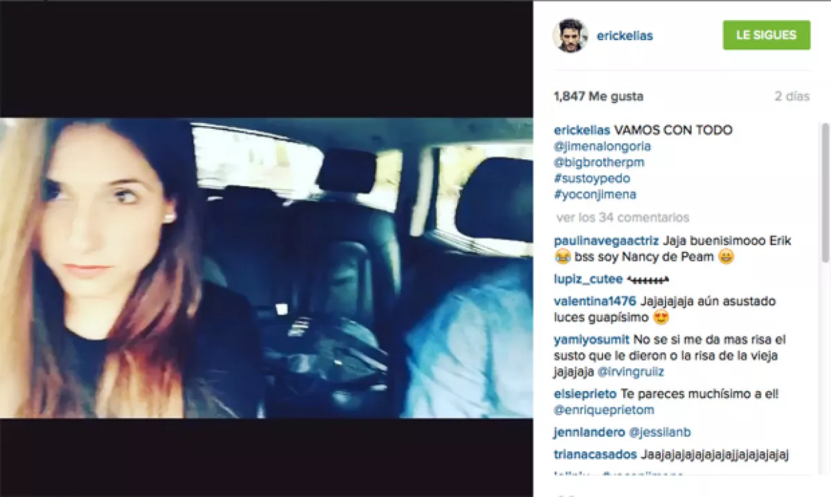 La dedicatoria que le hizo el actor Erick Elías, con quien tiene una gran amistad.