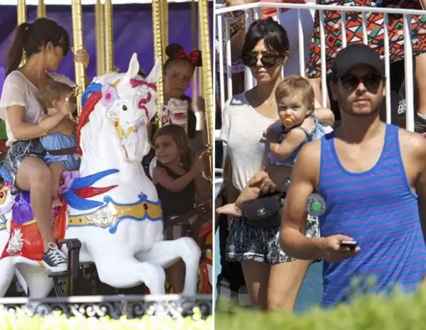 Kourtney se subió al carrusel con sus hijos, Mason no paro de reír.