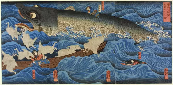 The Rescue of Minamoto no Tametomo of Goblins; de Utagawa Kuniyoshi (1797-1861).