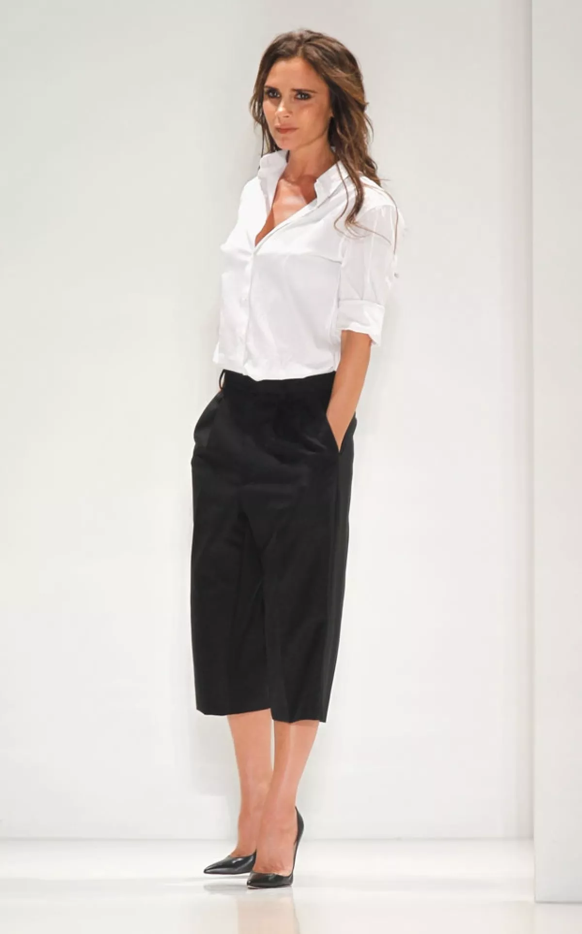 Victoria Beckham durante la presentación de su nueva colección.