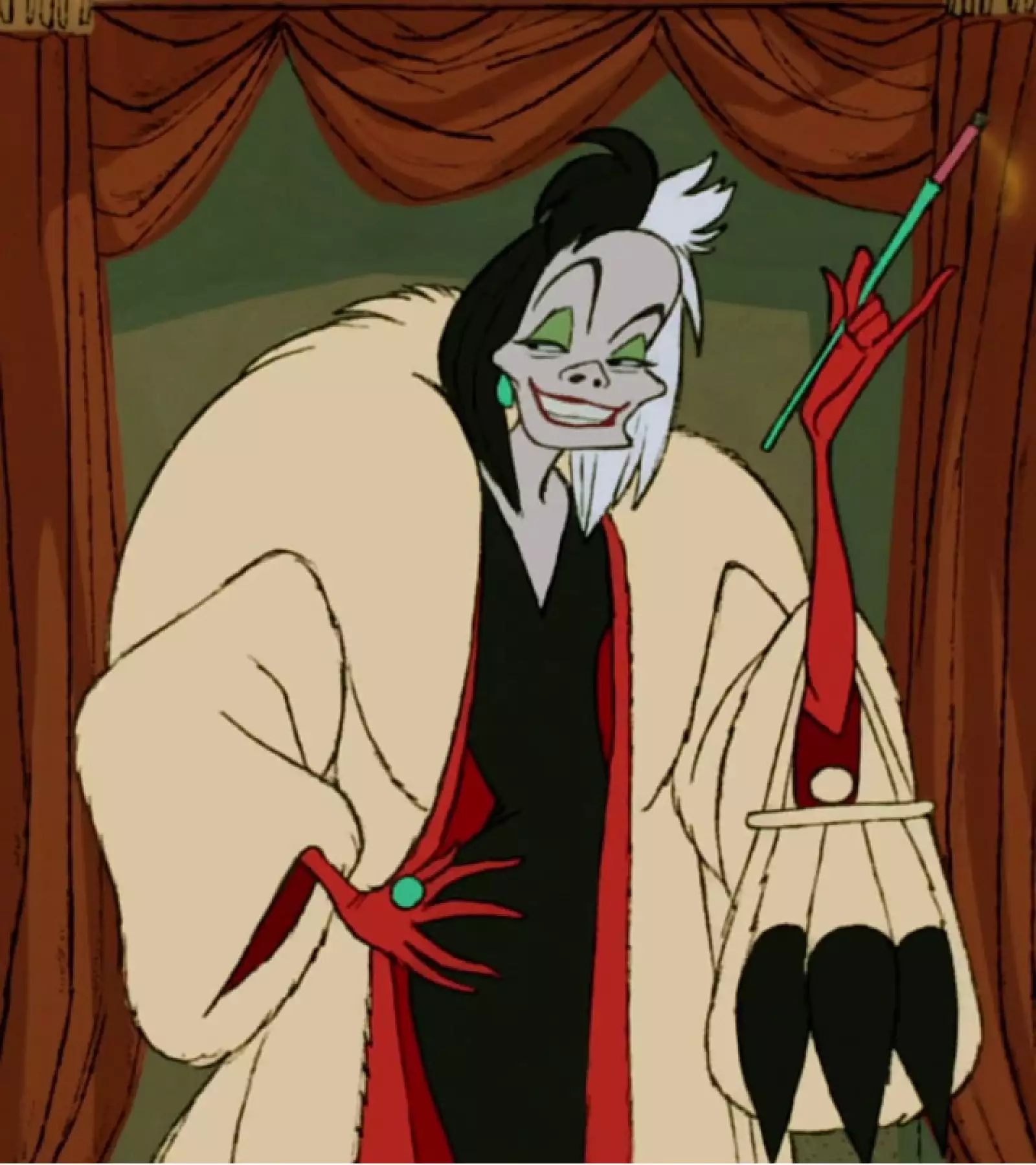 3. ¿Quién no le tuvo miedo a Cruella de Vil? La obsesión de esta villana por los abrigos de piel es simplemente inolvidable.