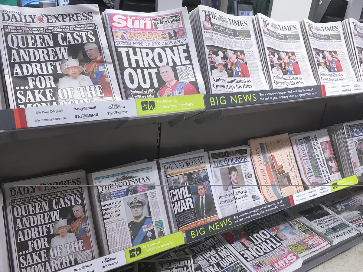 BRITISH PRESS ON PRINCE ANDREW