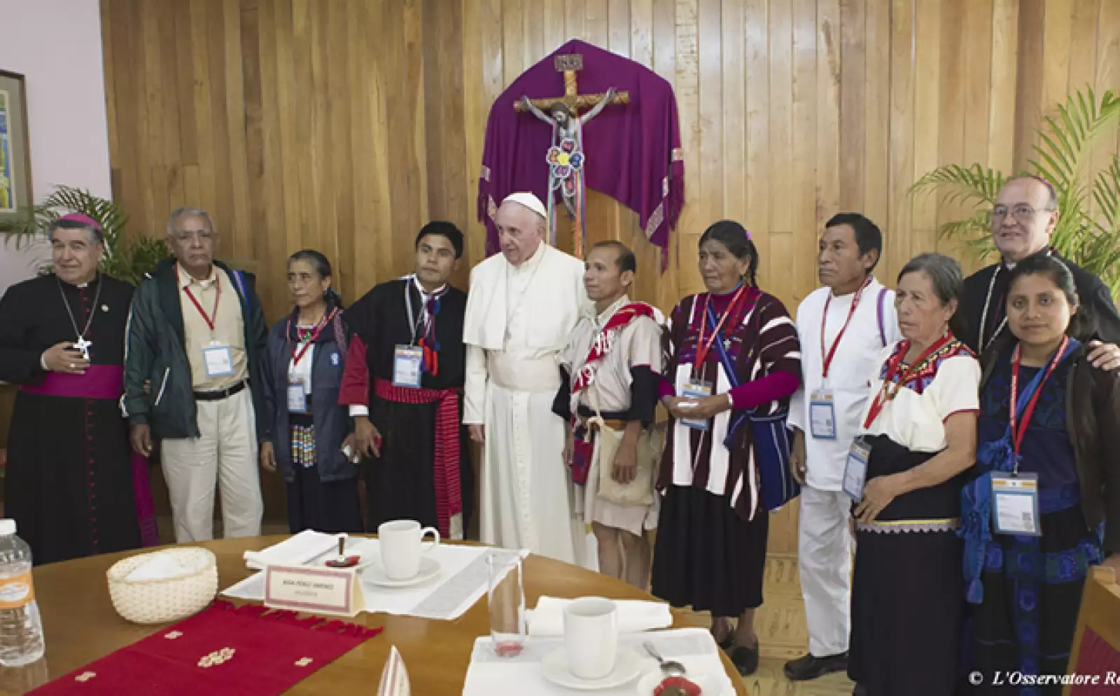 El pontífice tuvo un encuentro privado con representantes de las comunidades indígenas de Chiapas.