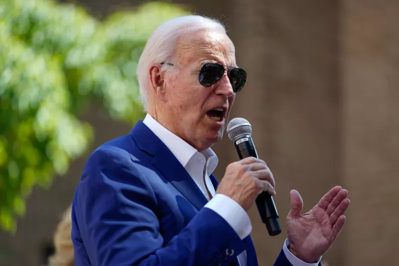 El presidente de los Estados Unidos, Joe Biden, pronuncia un discurso en un evento de campaña en Harrisburg, Pensilvania, EE. UU., el 7 de julio de 2024.