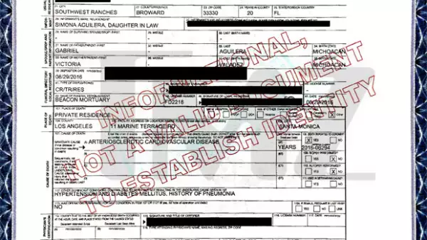 En el certificado resaltan las causas que provocaron la repentina muerte del cantante mexicano a los 66 años.
