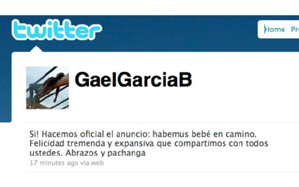 Gael García hizo oficial que él y su pareja están esperando bebé.