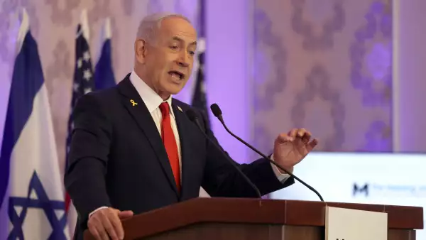 El primer ministro israelí, Benjamin Netanyahu, habla durante la "Conferencia Cristiana" en Jerusalén el 27 de julio de 2025.